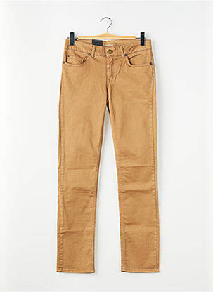 Pantalon slim tissage popeline taille normale marron KOCCA femme