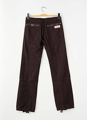 Pantalon droit fermeture zippée sous rabat boutonné marron RWD fille