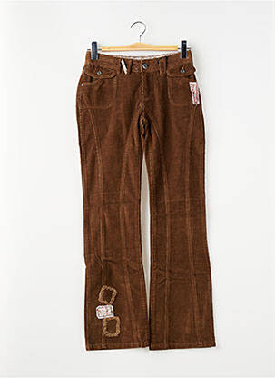 Pantalon droit tissage velours taille ajustable marron DDP fille