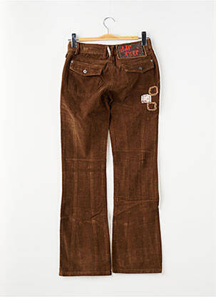Pantalon droit tissage velours taille ajustable marron DDP fille