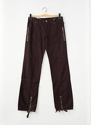 Pantalon droit fermeture zippée sous rabat boutonné marron RWD fille