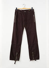 Pantalon droit fermeture zippée sous rabat boutonné marron RWD fille