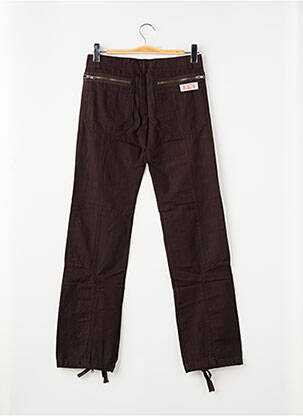 Pantalon droit fermeture zippée sous rabat boutonné marron RWD fille