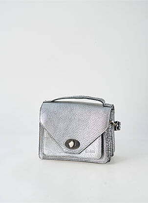 Sac cuir grainé forme rectangulaire argent LEA.TONI femme