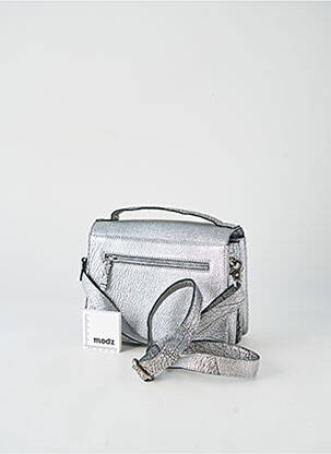 Sac cuir grainé forme rectangulaire argent LEA.TONI femme