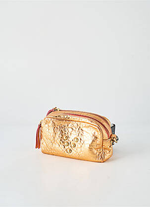 Sac fermeture zippée forme rectangulaire or VIRGINIE DARLING femme