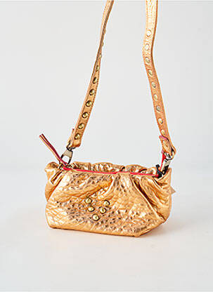 Sac fermeture zippée forme rectangulaire or VIRGINIE DARLING femme