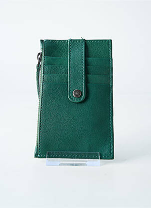Portefeuille doublure textile vert LEA.TONI femme