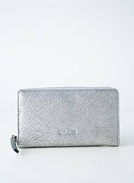 Portefeuille effet matière satinée argent LEA.TONI femme