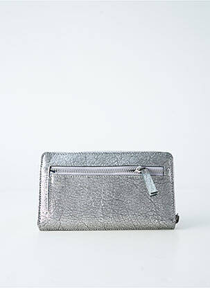 Portefeuille effet matière satinée argent LEA.TONI femme