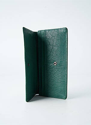 Portefeuille doublure textile vert LEA.TONI femme