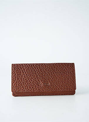 Portefeuille effet matière satinée marron LEA.TONI femme