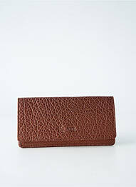 Portefeuille effet matière satinée marron LEA.TONI femme