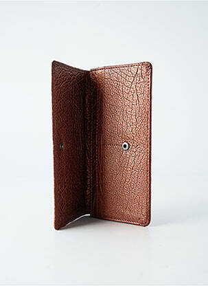 Portefeuille effet matière satinée marron LEA.TONI femme