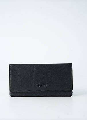 Portefeuille effet matière satinée noir LEA.TONI femme