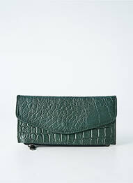 Portefeuille effet matière satinée vert LEA.TONI femme