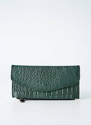 Portefeuille effet matière satinée vert LEA.TONI femme