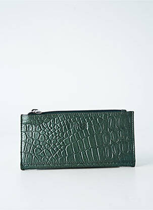 Portefeuille effet matière satinée vert LEA.TONI femme