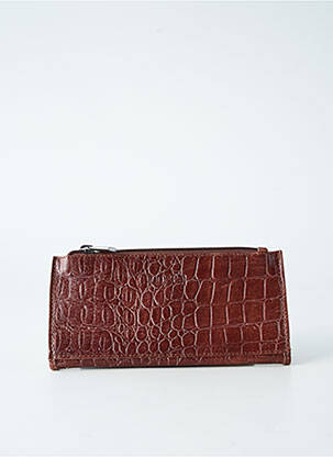 Portefeuille effet matière satinée marron LEA.TONI femme