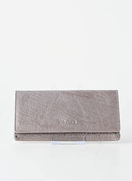 Portefeuille effet matière satinée argent LEA.TONI femme