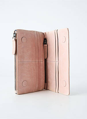 Portefeuille coutures renforcées rose LEA.TONI femme
