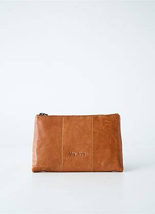 Portefeuille coutures renforcées marron LEA.TONI femme