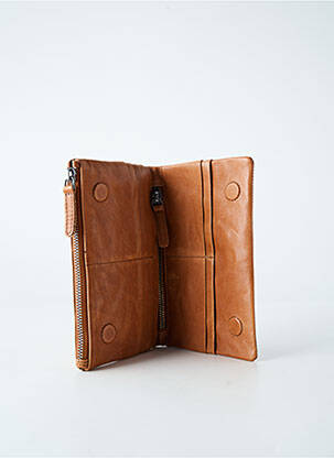 Portefeuille coutures renforcées marron LEA.TONI femme