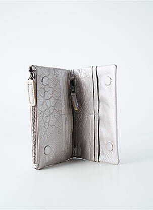 Portefeuille effet matière satinée gris LEA.TONI femme