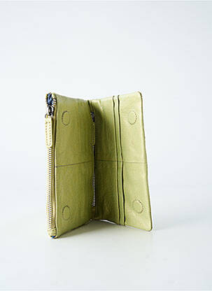 Portefeuille coutures renforcées vert LEA.TONI femme