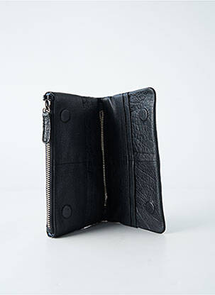 Portefeuille effet matière satinée noir LEA.TONI femme