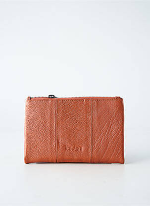 Portefeuille effet matière satinée orange LEA.TONI femme