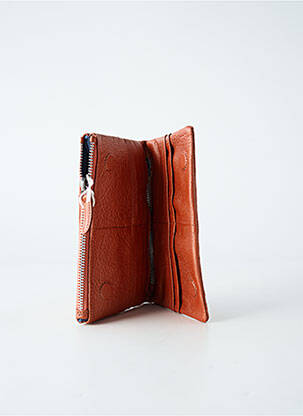 Portefeuille effet matière satinée orange LEA.TONI femme