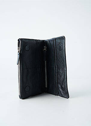 Portefeuille effet matière satinée noir LEA.TONI femme