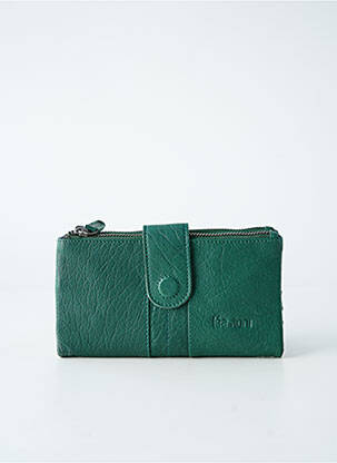 Portefeuille coutures renforcées vert LEA.TONI femme
