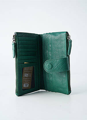Portefeuille coutures renforcées vert LEA.TONI femme