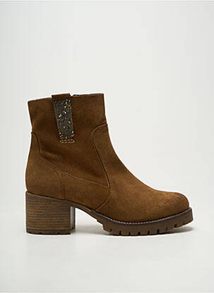 Bottines/boots tissage satiné talon de 4 à 6cm marron MKD femme