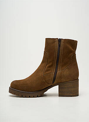 Bottines/boots tissage satiné talon de 4 à 6cm marron MKD femme