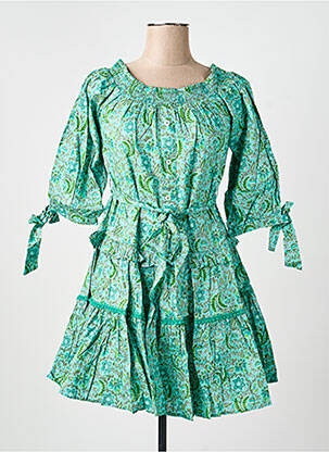 Robe courte manches courtes manches courtes vert RHUM RAISIN femme