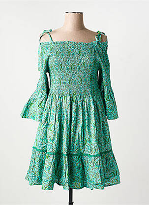 Robe courte manches courtes manches courtes vert RHUM RAISIN femme
