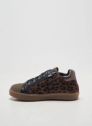 Baskets tissage satiné bout rond marron REQINS fille