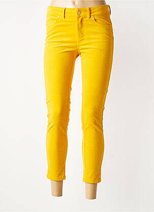 Pantalon 7/8 fermeture zippée sous rabat boutonné jaune FRACOMINA femme