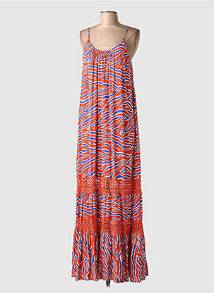 Robe longue imprimé fantaisie fines bretelles orange FRACOMINA femme