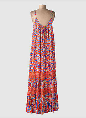 Robe longue imprimé fantaisie fines bretelles orange FRACOMINA femme