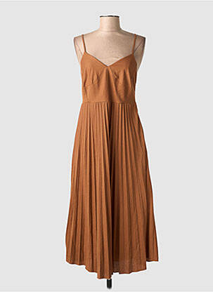 Robe longue coupe évasée fines bretelles marron FRACOMINA femme