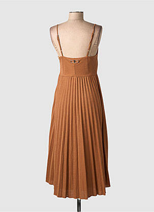 Robe longue coupe évasée fines bretelles marron FRACOMINA femme