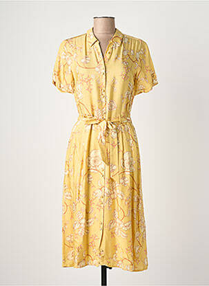 Robe mi-longue imprimé fantaisie manches courtes jaune MOS MOSH femme