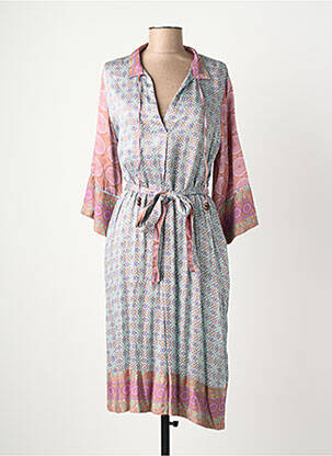 Robe mi-longue coupe fluide manches longues bleu B.YOUNG femme