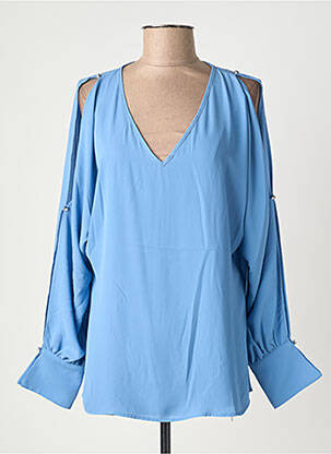 Blouse fermeture boutonnée au dos manches longues bleu FRACOMINA femme
