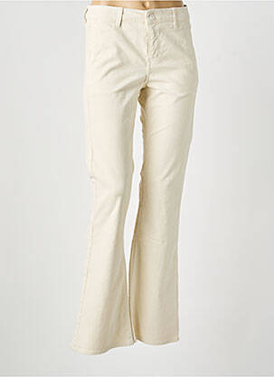Pantalon flare fermeture zippée sous rabat boutonné beige HAPPY femme