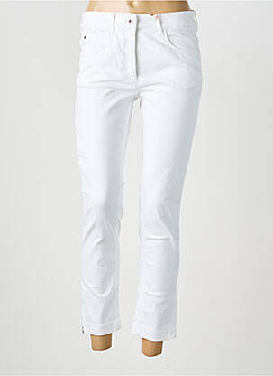 Pantalon 7/8 fermeture zippée sous rabat boutonné blanc ZRS TIMELESS femme